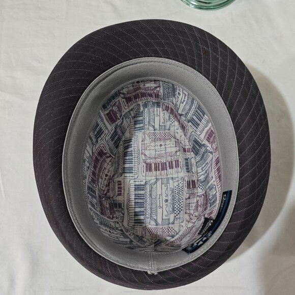 Goorin Bros. SAMPLE 1 off Fedora - Gray Pinstriped - Accordion - Sz M* - Picture 6 of 7